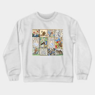 MEDIEVAL BESTIARY PLAYING MUSICAL INSTRUMENTS, MERMAIDS  AMONG FLOWERS AND FRUITS Crewneck Sweatshirt